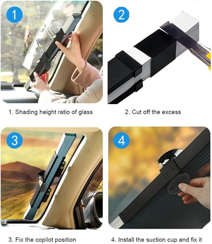 Retractable Car Sun Shade – Foldable Windshield Sunshade with UV Protection, Heat Insulation & Easy Installation for Most Cars, SUVs & Trucks